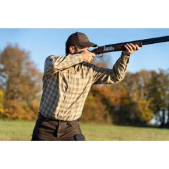 Ademend Katoenen Overhemd Voor De Jacht Heren 100 Lange Mouwen Geruit -Draag Straal ademend katoenen overhemd voor de jacht heren 100 lange mouwen geruit beige 11