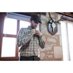 Ademend Katoenen Overhemd Voor De Jacht Heren 100 Lange Mouwen Geruit -Draag Straal ademend katoenen overhemd voor de jacht heren 100 lange mouwen geruit beige 6