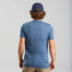 T-shirt Voor Backpacken Heren Travel 500 Wool -Draag Straal merino t shirt voor backpacken heren travel 100 blauw 3