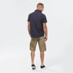 Geruit Overhemd Voor Backpacken Heren TRAVEL 100 Korte Mouwen -Draag Straal overhemd voor backpacken heren travel 100 geruit korte mouwen zwart 5