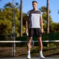 Performance Tennis/Padel T-shirt Heren Grijs/Zwart -Draag Straal performance tennispadel t shirt heren grijszwart 2