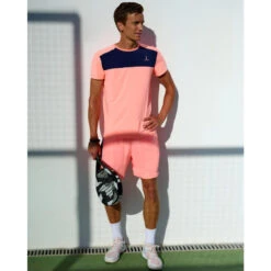 Voorkant -Draag Straal performance tennispadel t shirt heren melonmarineblauw 1