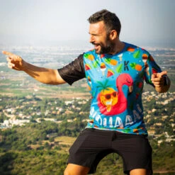 RUNNING SHIRT #PINEAPPLE Voor HEREN - KAMUABU Kleur BLAUW 90grs -Draag Straal running shirt pineapple voor heren kamuabu kleur blauw 90grs 3