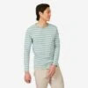 Tribord Streepjesshirt Voor Heren Sailing 100 Lange Mouwen -Draag Straal streepjesshirt voor heren sailing 100 lange mouwen lichtgroen