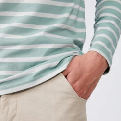 Tribord Streepjesshirt Voor Heren Sailing 100 Lange Mouwen -Draag Straal streepjesshirt voor heren sailing 100 lange mouwen lichtgroen 7