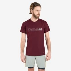 Trailshirt Met Korte Mouwen Voor Heren Met Motief -Draag Straal trailshirt met korte mouwen voor heren bordeaux met motief 1