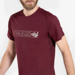 Trailshirt Met Korte Mouwen Voor Heren Met Motief -Draag Straal trailshirt met korte mouwen voor heren bordeaux met motief 2