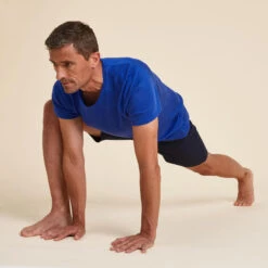 Linnen Yoga T-shirt Voor Heren Made In France -Draag Straal yoga t shirt voor heren 100 linnen made in france indigoblauw 1