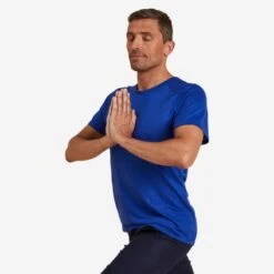 Linnen Yoga T-shirt Voor Heren Made In France -Draag Straal yoga t shirt voor heren 100 linnen made in france indigoblauw 2