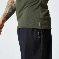 Zacht En Ademend Crosstraining T-shirt Voor Heren Slim Fit Ronde Hals -Draag Straal zacht en ademend crosstraining t shirt voor heren slim fit ronde hals kaki 4